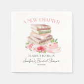 新しいチャプタ | 茶&ブックスウォーターカラーブライダルシャワー スタンダードカクテルナプキン (正面)