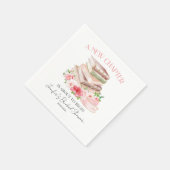 新しいチャプタ | 茶&ブックスウォーターカラーブライダルシャワー スタンダードカクテルナプキン (角)