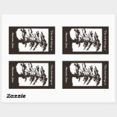 新しいツリーシルエット蔵書票シール 長方形シール (シート)