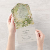 新しいデイジーアイボリーグ結婚リーン オールインワン招待状 (貼ってはがせる)