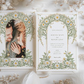 新しいデイジーフォト結婚のアイボリーグリーン 招待状