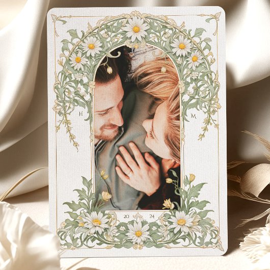 新しいデイジーフォト結婚のアイボリーグリーン 招待状