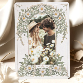 新しいデイジーフォト結婚のアイボリーグリーン 招待状