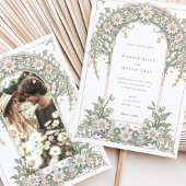 新しいデイジーフォト結婚のアイボリーグリーン 招待状