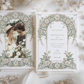 新しいデイジーフォト結婚のアイボリーグリーン 招待状