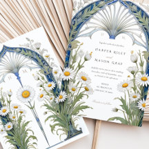 新しいデイジー庭園の結婚式招待状