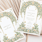 新しいデイジー結婚のアイボリーとグリーン 招待状