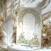 新しいデイジー結婚のアイボリーとグリーン 招待状