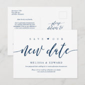 新しいデート、エステティッ救ク·ネービー·ブルー、延期 ポストカード (正面/裏面)