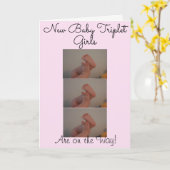 新しいトリプレットベビーガールズオンザウェイフォトカード カード (黄色い花)