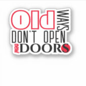 新しいドア引用文の黒い赤い文字を開く シール (正面)
