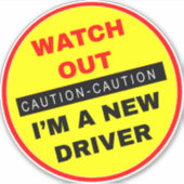 新しいドライバーであることを確認する – 注意 シール (正面)
