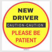 新しいドライバーは患者のサインを願う（黄色の注意） シール (シート)