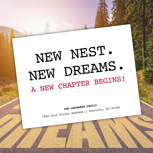 新しいネストアドレスシンプルのミニマリスト移動 案内ポストカード