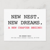 新しいネストアドレスシンプルのミニマリスト移動 案内ポストカード (正面)