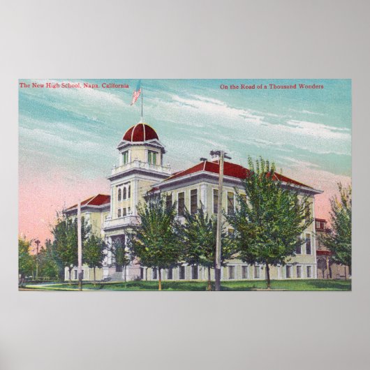 新しいハイスクールナパの外観、カリフォルニア州 ポスター (正面)