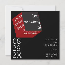 新しいハイテクキューブ エピック ブラック ジオメトリック 招待状