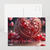 新しいハッピーバレンタインデーハートはがき ポストカード (正面/裏面)