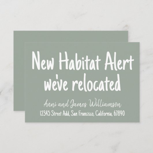 新しいハビタット警告詳細の追加引っ越しました移動 案内状 (正面/裏面)