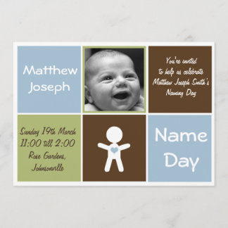新しいハート名の日の男の赤ちゃん 招待状