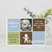 新しいハート洗礼男の赤ちゃんの招待 招待状 (スタンド正面)