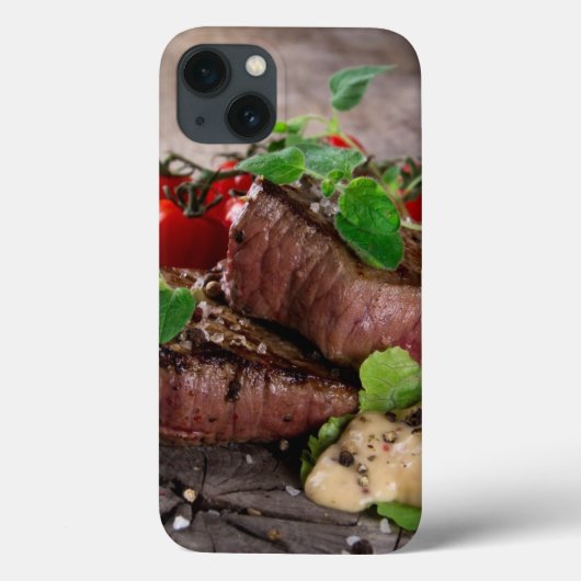 新しいハーブおよびトマトが付いている焼かれたbbqのステーキ Case-Mate iPhoneケース (裏面)