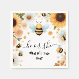 新しいバグデイジー素朴開花忙しBee Gender Reveal スタンダードカクテルナプキン