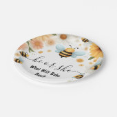 新しいバグデイジー素朴開花忙しBee Gender Reveal ペーパープレート (アングル)