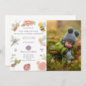 新しいバグ誕生日招待状と写真 招待状 (正面/裏面)