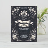 新しいバナーがサテンシックリボンカッティング結婚ズを弓 招待状 (スタンド正面)