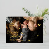 新しいバレンタイン金箔少年の誕生のお知らせ 箔シーズンカード (立ち正面)