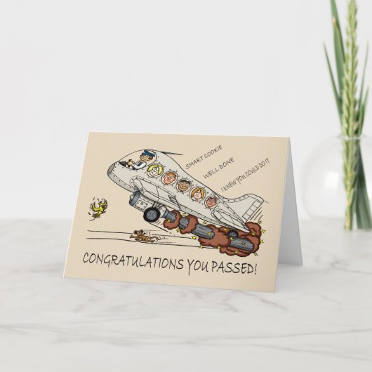 新しいパイロットのお祝いの漫画の風刺漫画 カード (正面)