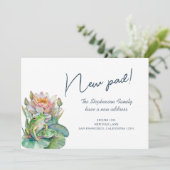 新しいパッドかわいい水色のカエル引っ越しました 案内状 (スタンド正面)