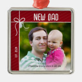 新しいパパとベビー初めてのクリスマスの写真 メタルオーナメント (正面)