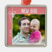 新しいパパとベビー初めてのクリスマスの写真 メタルオーナメント (正面)