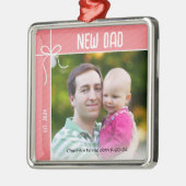 新しいパパとベビー初めてのクリスマスの写真 メタルオーナメント (左)