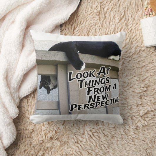 新しいパースペクティブ勇気付けられる猫フォトアート クッション (ブランケット)