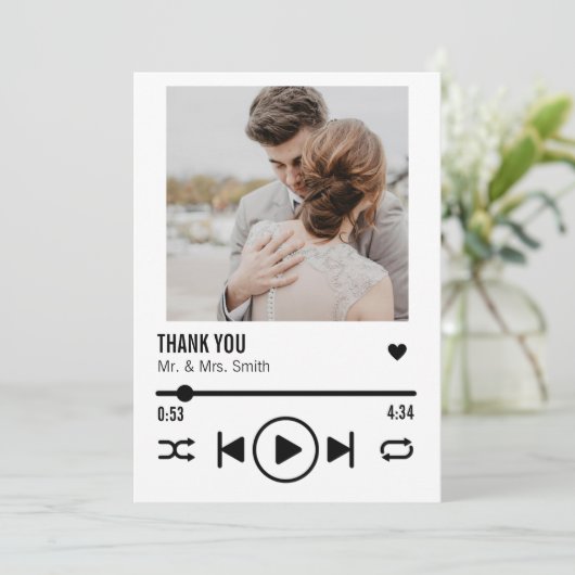 新しいパーソナライズされたフォトソングの再生リスト サンキューカード (スタンド正面)