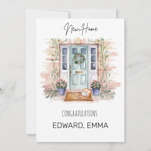 新しいパーソナライズされたホームおめでとうカード シーズンカード (正面)