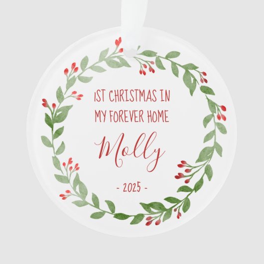 新しいパーソナライズされたホームでペットの写真初めてのクリスマス オーナメント (正面)