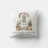新しいパーソナライズされたホーム初めてのクリスマスの水彩 クッション (正面)