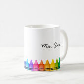新しいパーソナライズされた先生ギフト名クレヨンマグ コーヒーマグカップ (正面右)