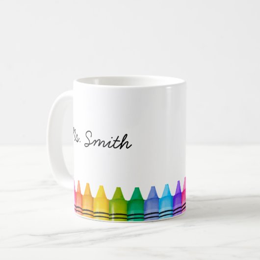 新しいパーソナライズされた先生ギフト名クレヨンマグ コーヒーマグカップ (正面左)