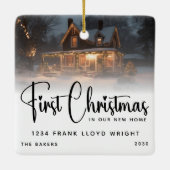 新しいパーソナライズされた家の初めてのクリスマス セラミックオーナメント (裏面)