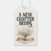 新しいパーソナライズされた章が始まる本の赤ちゃんシャワー ギフトタグ (裏面)