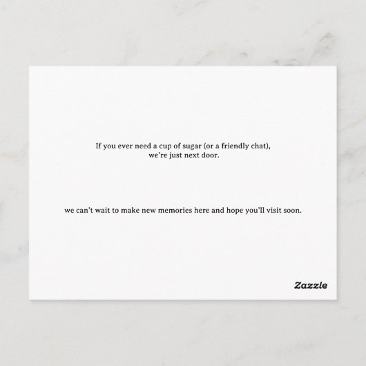 新しいパーソナライズされた近隣紹介カード – Mee ポストカード (裏面)