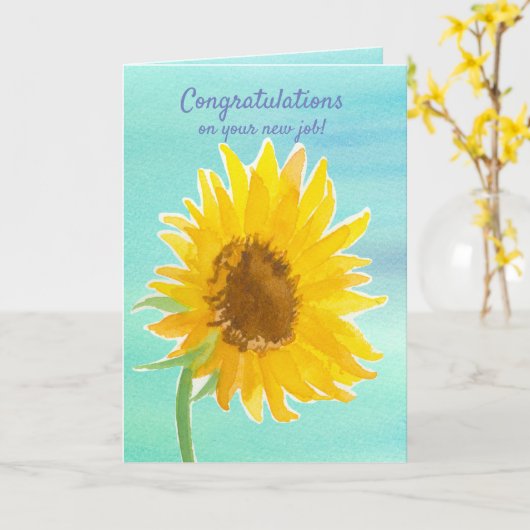 新しいヒマワリの仕事おめでとう カード (黄色い花)