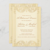 新しいビクトリアン淡い色の金ゴールドファンシーリハーサル 招待状 (正面/裏面)