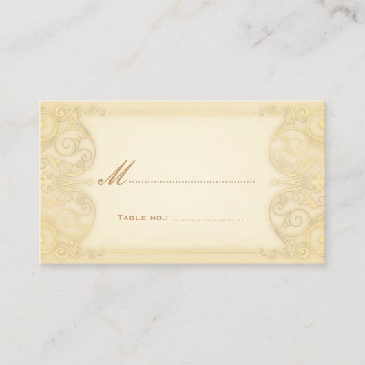 新しいビクトリアン淡い色の金ゴールドファンシー表エスコート プレイスカード (正面)