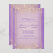 新しいビクトリアン:かわいらし薄紫と金ゴールド結婚の 招待状 (正面/裏面)